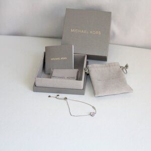 New in Box Michael Kors Sterling Silver Heart CZ Bracelet